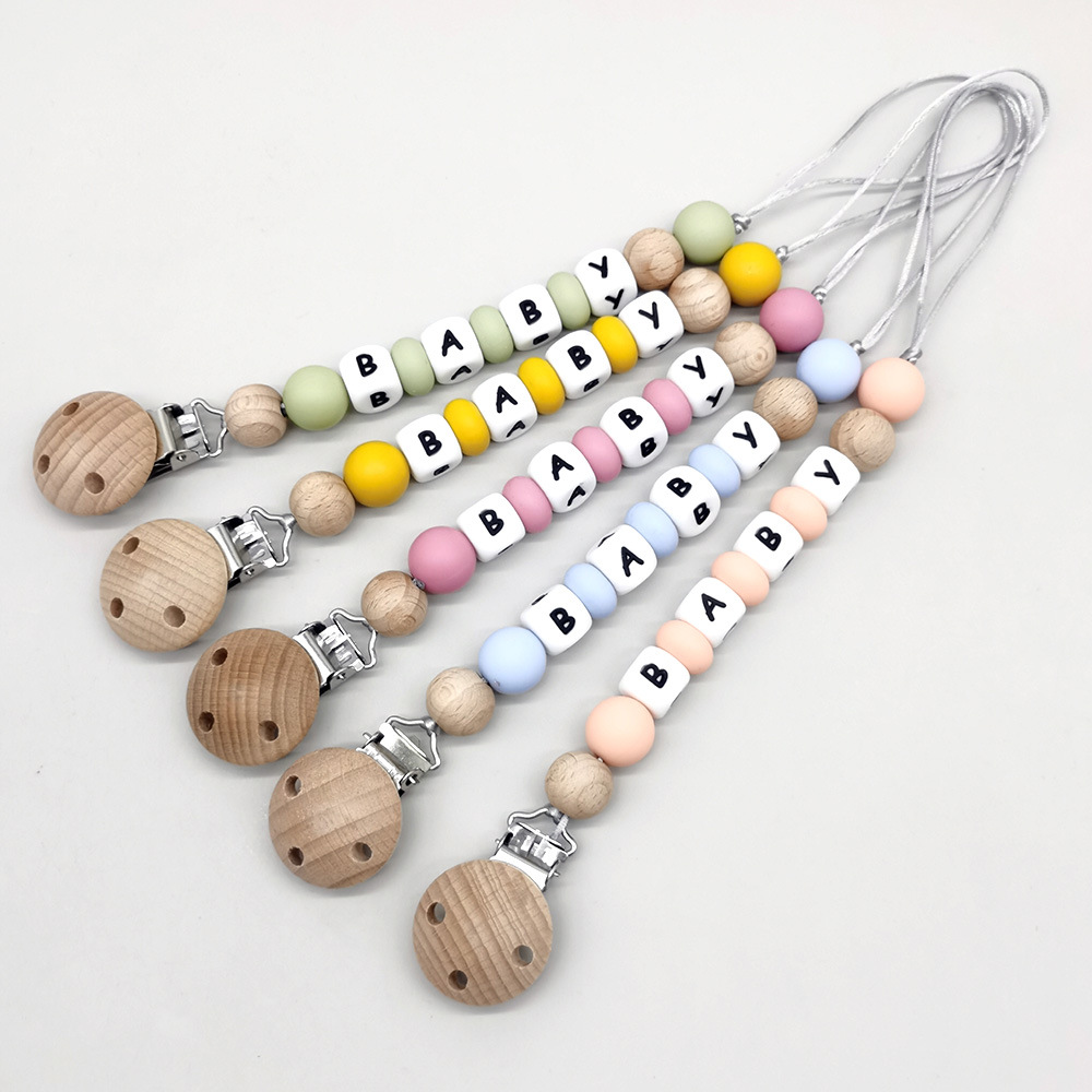맞춤형 이름 젖꼭지 클립 체인 실리콘 비즈 더미 클립  - Baby Products Toys 리뷰 및 가격