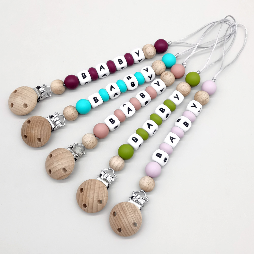 맞춤형 이름 젖꼭지 클립 체인 실리콘 비즈 더미 클립  - Baby Products Toys 리뷰 및 가격