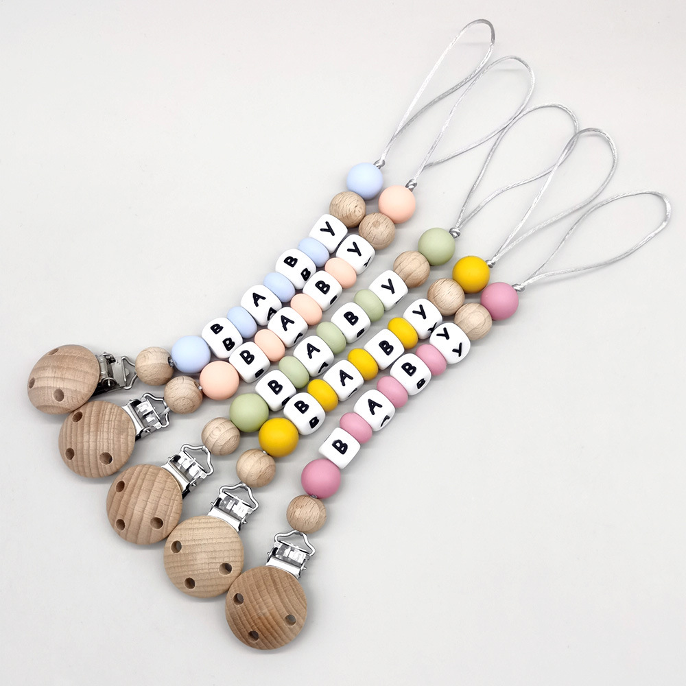 맞춤형 이름 젖꼭지 클립 체인 실리콘 비즈 더미 클립  - Baby Products Toys 리뷰 및 가격