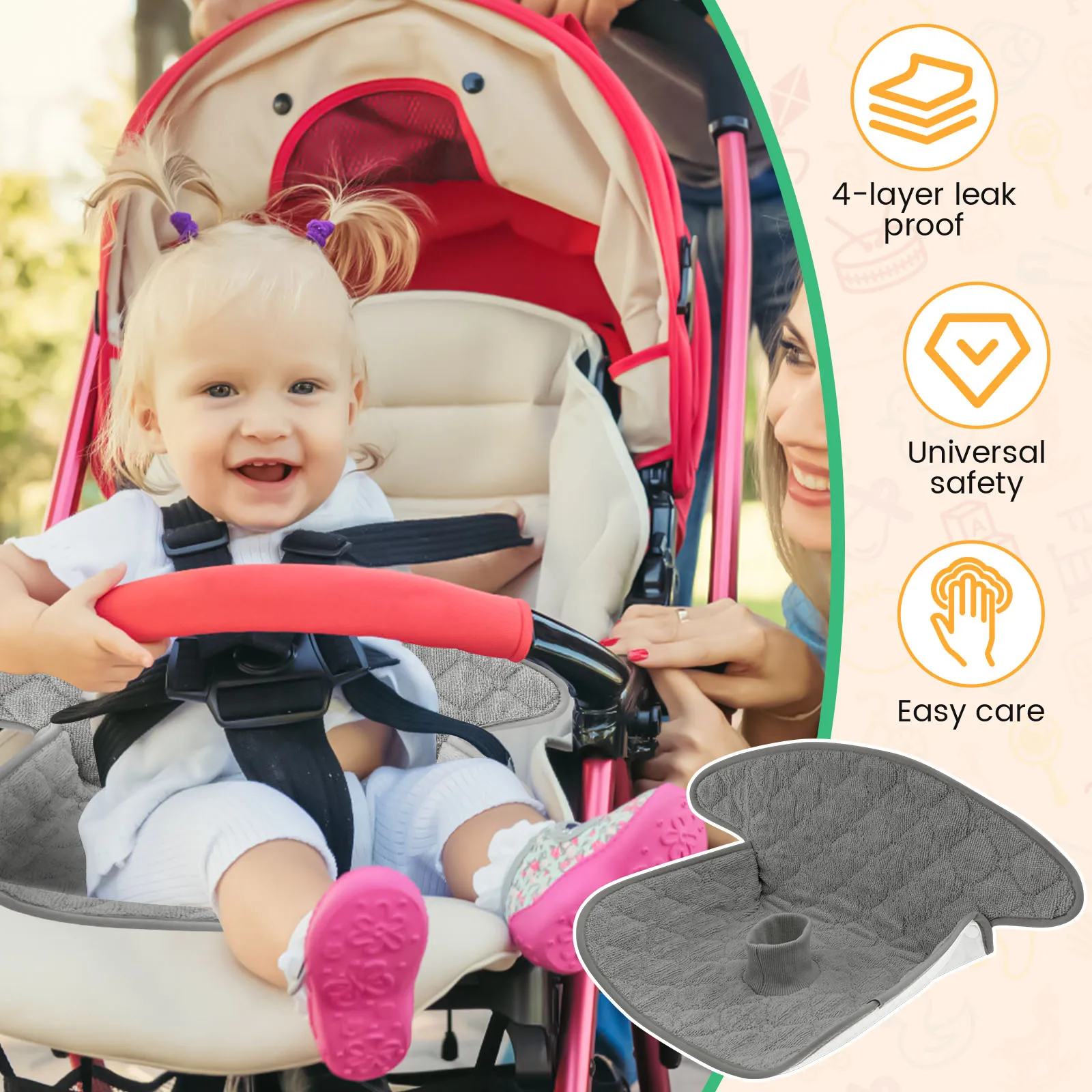 2 Pcs 아기 피들 패드 폴리 에스터 화장실 훈련 피 - Infant Car Seat Cover 리뷰 및 가격